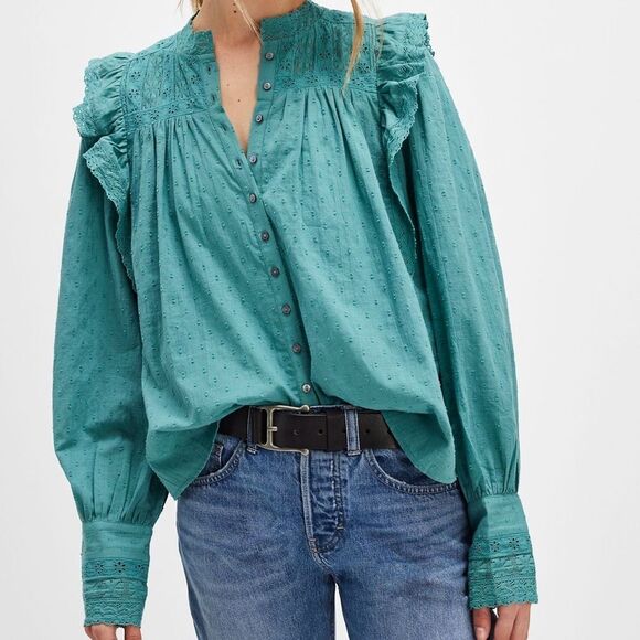 Free People Tops - Free People Wrapped in a Dream Top in North Sea